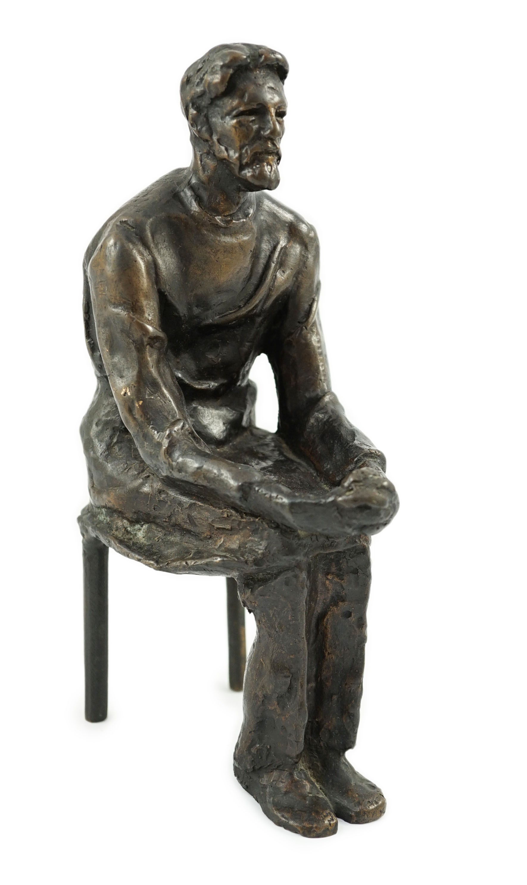 Fredda Brilliant (Polish, 1903-1999). A cast bronze figure of Anton Chekhov (Russian, 1860-1904), playwright and short story writer), depth 13cm height 22cm